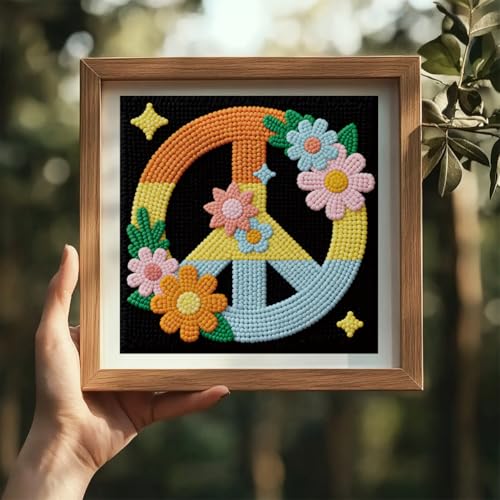 DOODLREAM Peace Symbol Punch Needle Kit for Beginner 9.4" x 9.4" - color: Peace Symbol