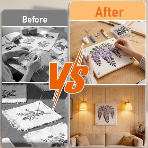 6 Sets 12pcs Needlepoint Stretcher Bars,3 Sizes Canvas,Wall Mount,Splicing Frame for Embroidery/Painting,Includ 12pcs Bars+100 Tracks+Sewing Scissors+Hammer+4 Wall-Mounted Rings+4 Picture Hooks