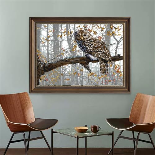 JOYSEWING Bird Owl Printed Cross Stitch Kit for Adult,Full Range of Cross-Stitch Stamped Kits Needlepoint Kits for Beginners Embroidery Kits 11CT Cross Stitch Patterns- (Owl(11CT) 21.65 ×17.72 inch) - color: Owl(11CT) 21.65 ×17.72 inch