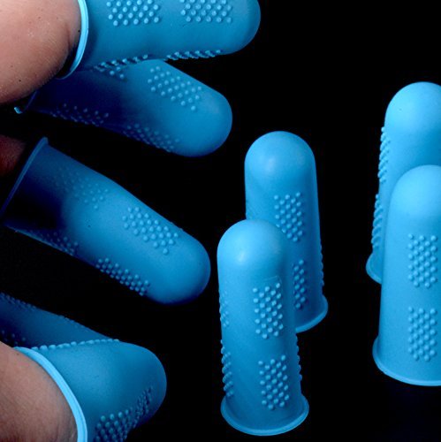 Finger Protectors [Flex Series - 9-Pack] Silicone Non-Stick Covers [Small (3) / Medium (3) / Large (3)] - for Hot Glue/Sewing/Wax/Rosin/Resin/Honey/Adhesives/Scrapbooking - color: Finger Protectors - Blue [9 Pack]