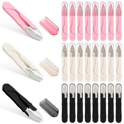 Mudder 24 Pcs U Shape Sewing Scissors with Protective Safety Cover - style: Lovely