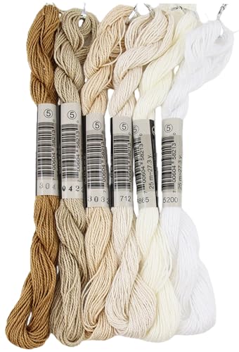 KCS 162 Yards(150 Meters) Mercerized Pearl Cotton Crochet Needlepoint Thread,Size 5,6 skeins,Mixed Color 01 - color: 6color01, size: 6 skeins