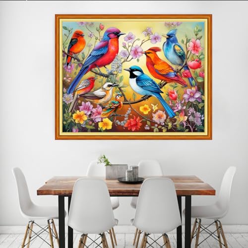Dooxvey Cross Stitch Kits for Adults Beginners,Full Range of Cross-Stitch Stamped Kits Needlepoint Kits for Beginners Embroidery Kits 11CT Cross Stitch Patterns-Birds and Flowers 16x20 inch - color: Manual Arts 02