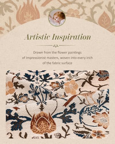 Decorative Throw Pillow Cover 18x18 - Vintage Pillowcovers with Fringe Bird Flower Cute Embroidered Pillow Case with Zipper for Living Room Couch Sofa Bed Rustic Boho Design Abstract