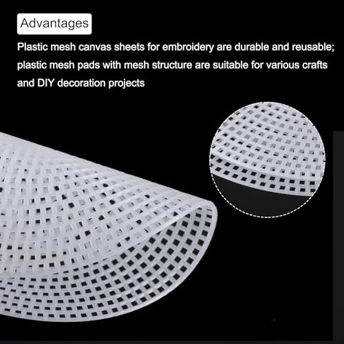 MECCANIXITY 5pcs 6" Plastic Mesh Canvas Sheet 13 Count Round Needlepoint Blank Canvas for Embroidery Knit Crochet Acrylic Yarn Crafting, White - size: 6"