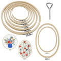 SNAIL GARDEN Round & Oval Bamboo Embroidery Hoop Set - with Screwdriver , 8 Sizes Embroidery Frame (3"-10") , Cross Stitch Hoops for Hand Embroidery, Craft Sewing & DIY Art Projects