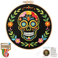 Nuberlic Sugar Skull Embroidery Kit for Beginners Adults Stamped Needlework - color: Sugar Skull