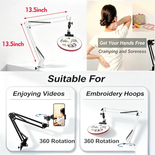 Embroidery Hoop Holder Adjust Embroidery Hoop Stand Metal Embroidery Stand Folding Embroidery Stand Cross Stitch Stand Hands, Suitable for Embroidery Hoops