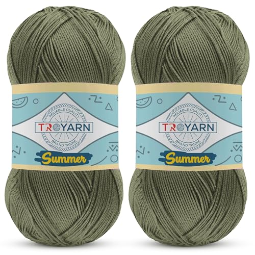 Yarn for Crocheting & Knitting - 2 Skeins (2x383 Yds) (105273 - Moss) - 100% Microfiber Acrylic for Craft Projects - color: 105273 - Moss, size: 2 Skein
