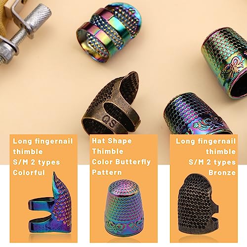 ZMAAGG Thimbles for Hand Sewing, 6 PCS Sewing Thimble, Metal Thimble - size: M-Primary Set