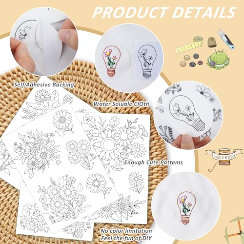 Sunflower Letter Embroidery Patterns, Water Soluble Stick and Stitch Paper - style: Flower130