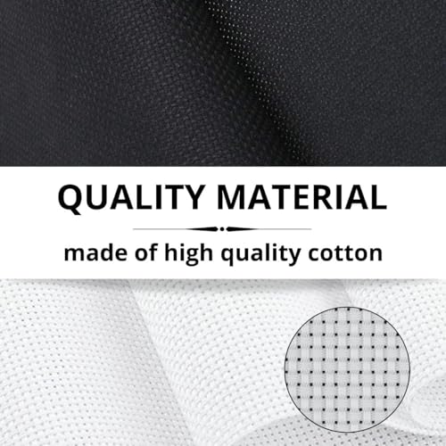 6PCS Aida Cloth 14 Count Black & White – Cotton 14 Ct Aida Cloth 12x18 Inch Cross Stitch Fabric Kit for Needlework and Embroidery (3PCS Black and 3PCS White) - color: Black, White(14count)