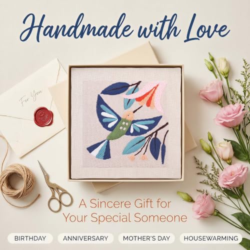 Embroidery Punch Needle kit Frame, Embroidery Starter Kits for Beginner,Punch Needle Fabric with Pattern,Threader, Yarns,Embroidery Hoops & Rug Punch(Greyish Blue) - color: Greyish blue