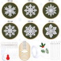 Roowest 6 Sets Christmas Embroidery Kits Snowflake Ornament DIY,Green - color: Green
