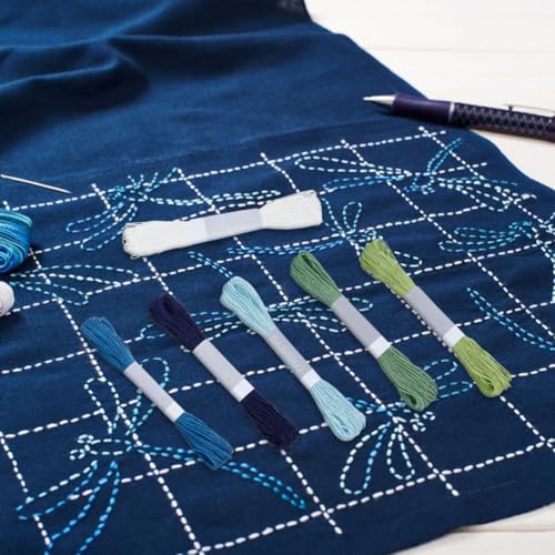 FREEBLOSS 6pcs Sashiko Thread 100% Cotton 6 * 20m(22yds) Japanese Embroidery Sashiko Threads 6-Strand Sewing Thread & Floss for Hand Sewing Embroidery Supplies, Total 120M/131yds - color: Teal