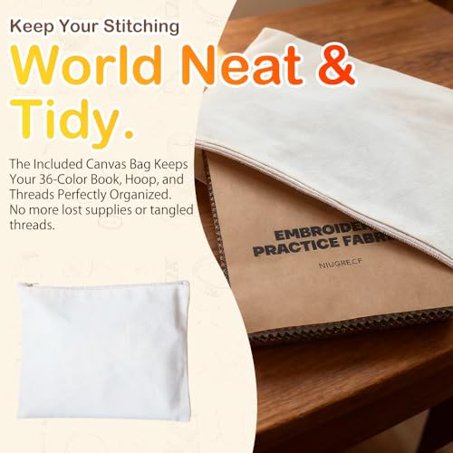 36-Color Embroidery Notebook Set - 14x20cm Cotton Practice Fabric Pages