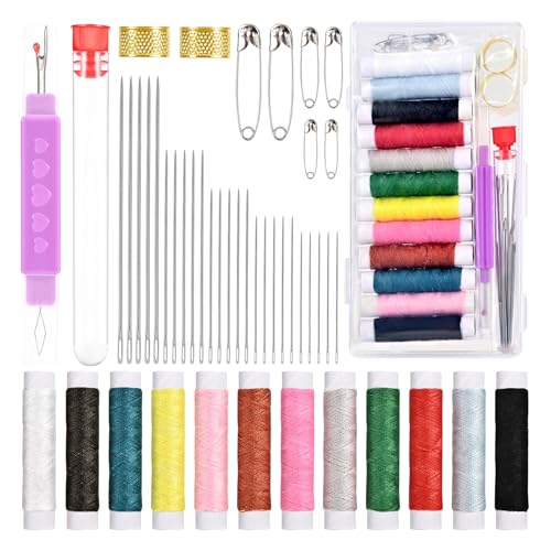 Feoqibu 47pcs Sewing Kit, Emergency Sewing Tools