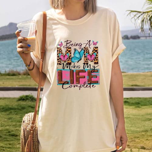 Mother’s Day DTF Transfer Ready to Press, 4PCS Best Mom Ever Iron on Patches Pink Flower Butterfly Heat Transfer Vinyl Decals Mama Leopard Print Iron on Appliques for T-Shirt Bags DIY Spiritual Craft - color: Pink Mother's Day A