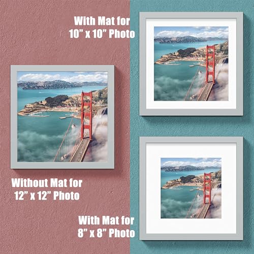 12x12 Wood Picture Frames for Wall Hanging or Tabletop,Diamond Painting Frame Baby Scan Picture Frames with 2 Mats Display 8x8 or 10x10 for Family Walls Decoration,Anniversary,Wedding,Christmas(Gray) - color: Gray, size: 12x12 inch