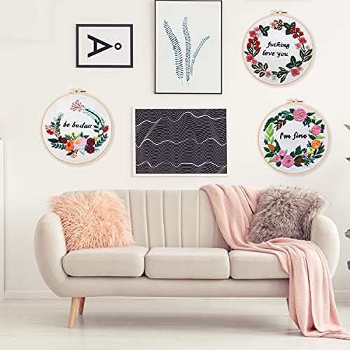 Nuberlic 3 Pack Funny Embroidery Kit for Beginners Adults - color: Flower2