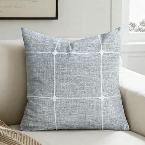 Gray Linen Plaid Throw Pillow Covers 18x18 Set of 1 - color: Grey Plaid, size: 18" x 18" (Pack of 1)