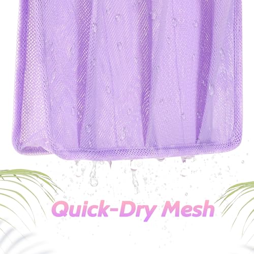 famichan Portable Mesh Shower Caddy, Gym Travel Camp Dorm Room Essentials for College Student Girl, Purple Bathroom Shower Bag - color: Purple