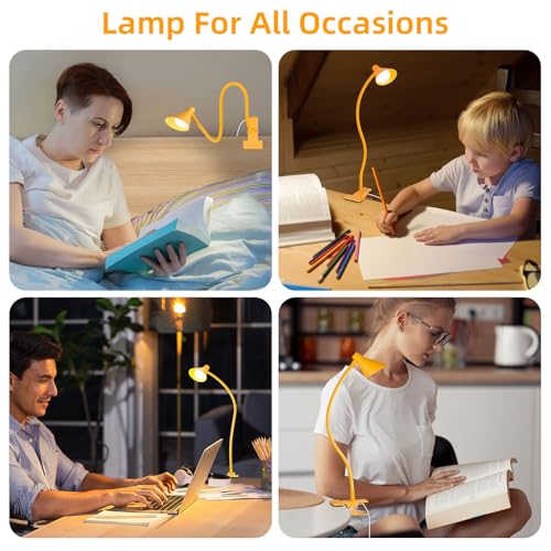 LiFMIRA Desk Lamp Clip on Lamp for Bed, LED Reading Light for Bed Yellow - color: Yellow