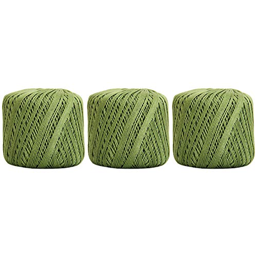 ThreadArt 100% Cotton Crochet Thread Size 3, 3 Ball Pack, Avocado 10 - color: AVOCADO, size: SIZE 3 - 3 PACK