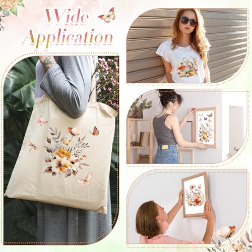 Fainne 12 Sheets Boho Iron on Transfers for T-Shirts, Flower Dtf Ready to Press Heat Transfers Vinyl Decals Appliques for Clothing Pillow Bag DIY Crafts - style: Boho