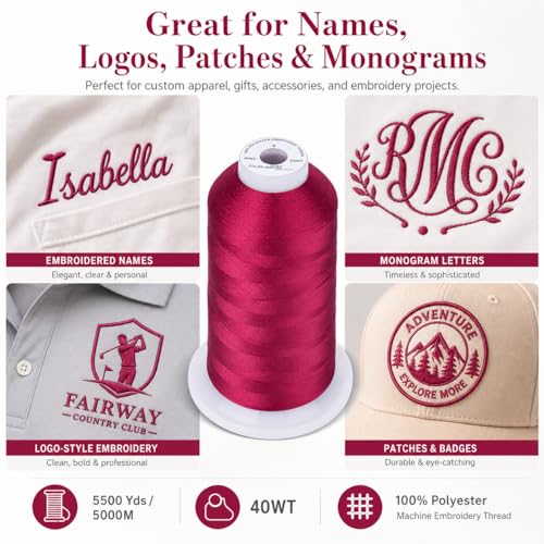 Simthread 5500Yds/5000M 40WT Polyester Embroidery Thread Mulberry S082 - color: Mulberry S082