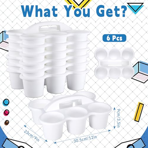 gisgfim 6 Pack Classroom Caddy Organizer with Handle, 6 Compartments, White - color: White