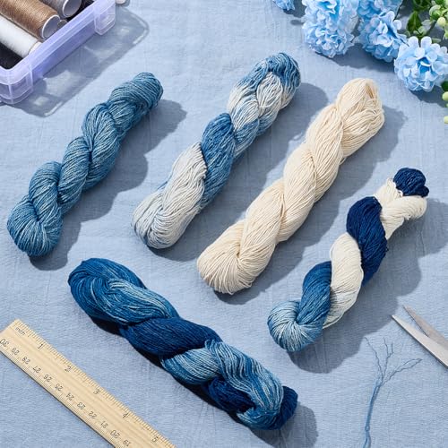 FREEBLOSS 5Pcs Sashiko Thread Natural Plant Blue Dyed 110 Yards*5 Colors - color: Plant Dye