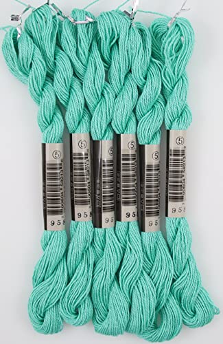 KCS 25 M/Skein Mercerized Pearl Cotton Crochet Needlepoint Thread,Size 5,6 skeins,Seagreen dk - color: Seagreen dk