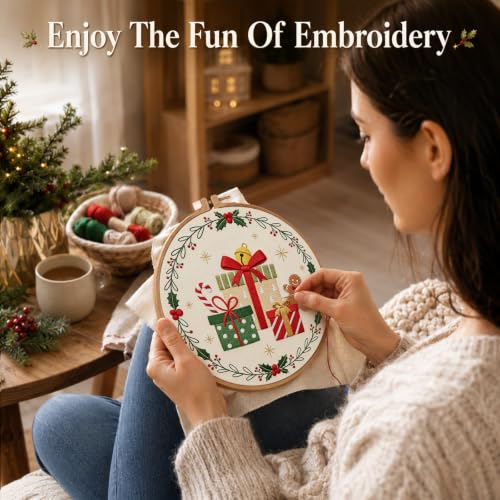 Nuberlic 3 Pack Christmas Embroidery Kit for Beginners - color: Christmas