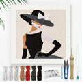 DOODLREAM Elegant Lady Needle Kit for Beginner, 9.4"x 9.4" Fashion Hat Punch Stitching Craft Set, DIY Embroidery Starter with Printed Frame, Instruction, Threader, Yarn, Pinch Needle - color: Elegant Lady