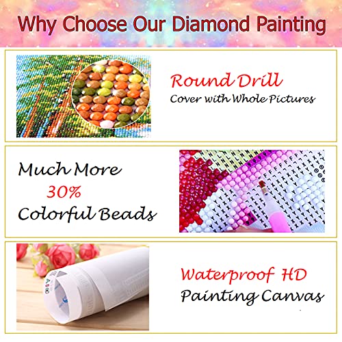 JATOK Diamond Painting Kit for Adults, Mount Moran at Dusk, 35.5 x 15.7 in - color: Green