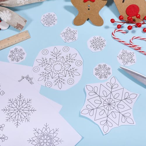 GLOBLELAND 4 Sheets Winter Snowflake Water Soluble Embroidery Pattern - color: Winter Snowflake