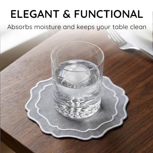 Linen Coasters for Drinks, Set of 6, 6 inch, Grey - color: 1245 - Grey, size: 6 inches