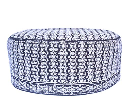 Kufi Men's Unisex Skull Cap Women's Solid Hat Hand Embroidery Caps Knitted Beanie Headwear Embroidered with Silk Threads - color: White, size: Large
