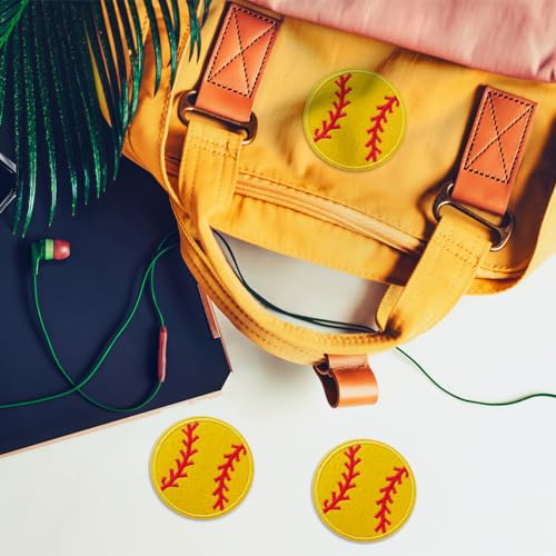12Pcs Yellow Baseball Iron on Patches, Iron on Embroidered Applique Patches for Jackets, Hats, Backpacks, Jeans - color: 12pcs Yellow Baseball