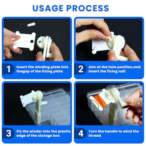 100 Pcs Embroidery Floss Bobbins, Cross Stitch Thread Storage Set, Embroidery Floss Organizer with Bobbin Winder, Thread Organizer Box for DIY Craft Sewing Needlework Storage