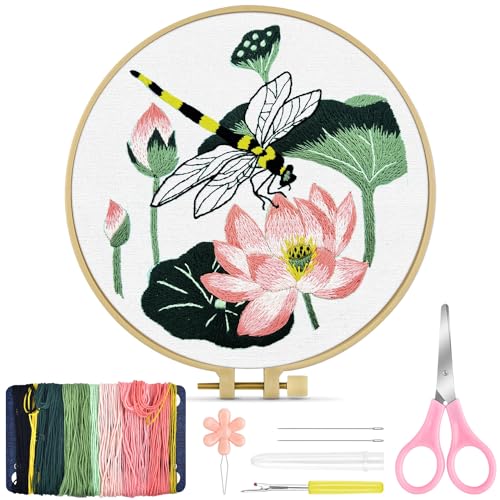 TINDTOP Embroidery Kit for Beginners Adult, Dragonfly Embroidery Kit - color: Dragonfly