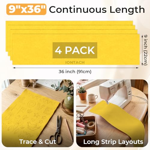 IONTACH 9" X 36" Soft Felt Sheets 1.6mm Thick (4 Packs, Gold Yellow) - color: Gold Yellow