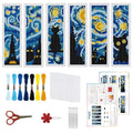 ORIGACH 6 Set Starry Night & Black Cat Cross Stitch Bookmark Kit - style: Starry Night and Black Cat