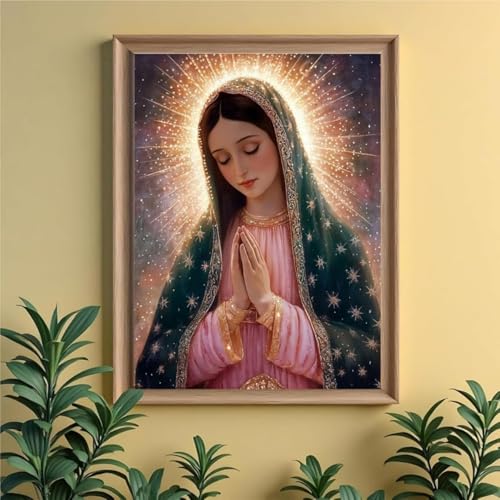 niurenmaoyi Stamped Cross Stitch Kits for Beginners,Counted Embroidery Craft Kits for Adults,Needlepoint Kits for Adults,Virgin Mary Wall Art 11.8X15.8In - color: Cross Stitch Kits0421-05