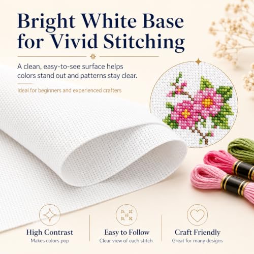 Needlepoint Canvas 18 Mesh, Cotton & Linen Blend, White, 18" x 20" - size: 18-Mesh
