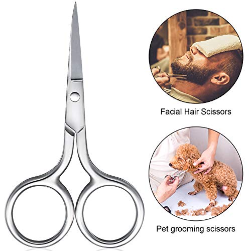 Mudder 5 Pcs Small Facial Hair Scissors Straight Tip Grooming,Silver - color: Silver