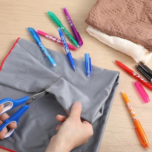 8pcs Heat Erasable Pens for Fabric, Fabric Marking Pens Fabrics Markers No Ghost Lines, Disappearing Ink for Precise Marking for Quilting Sewing Embroidery DIY Dressmaking Fabrics Tailors Chalk