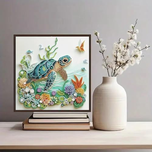 ZQEATRY Sea Turtle Animal Special Shape Diamond Art Kits for Adults,5D Diamond Painting Kits for Beginner,DIY Diamond Crystal Rhinestones Painting Kits for Home Wall Decor Gift 11.8 X 11.8inch - color: Sea Turtle-2