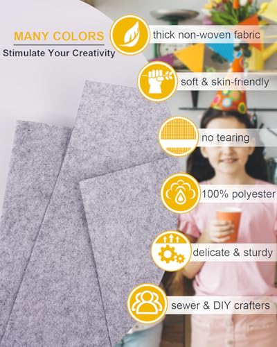 Gray Felt Fabric 72" x 36", Large Stiff Craft Felt Sheet by The Yard - color: Gray, size: 72" X 36" (1 Yard)